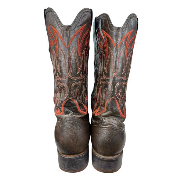 El General 1901 Men's Brown Leather Ostrich Snip Toe Cowboy Boot Size US 11 - Picture 8 of 11